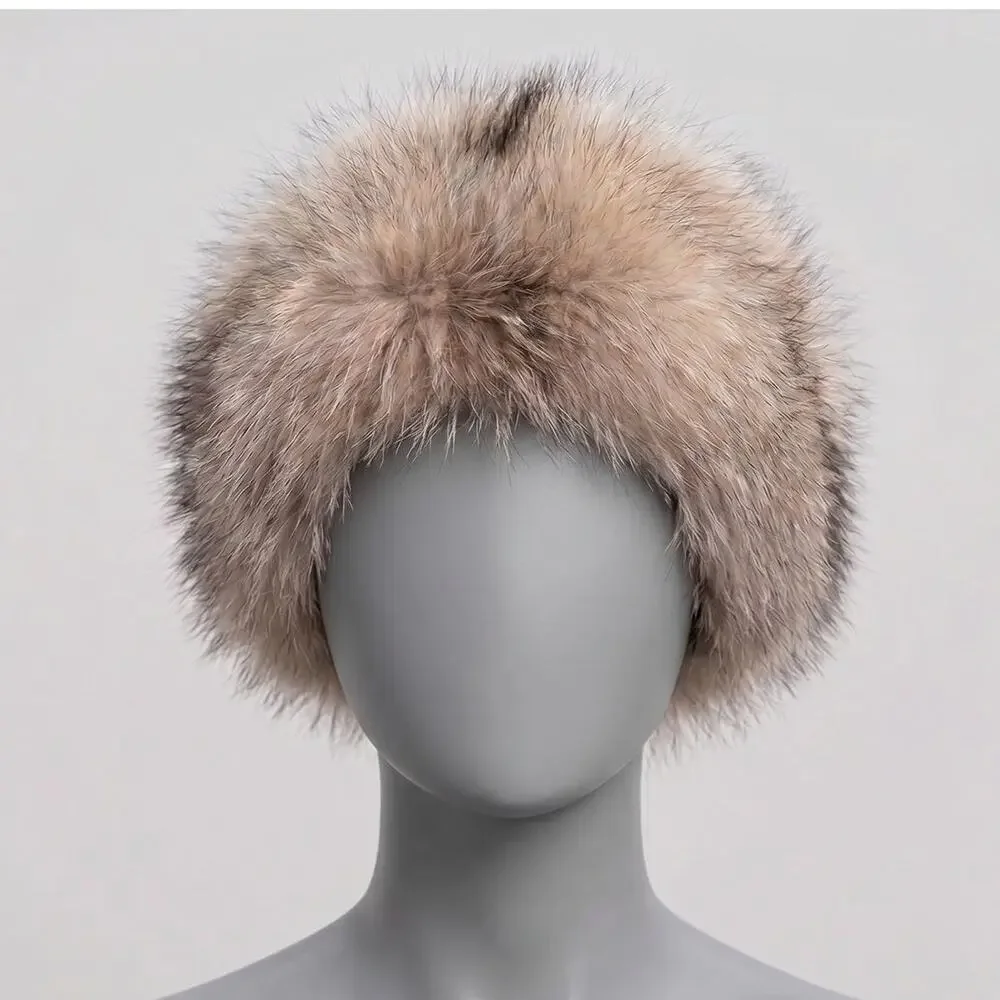 Volshebnitsa Maria Silver Fox Fur Headband Ear Warmer